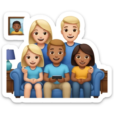 siblings sharing in a living room sticker