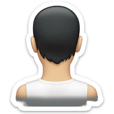 the back of  males head black hair white skin sticker