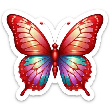 red glitter butterfly sticker