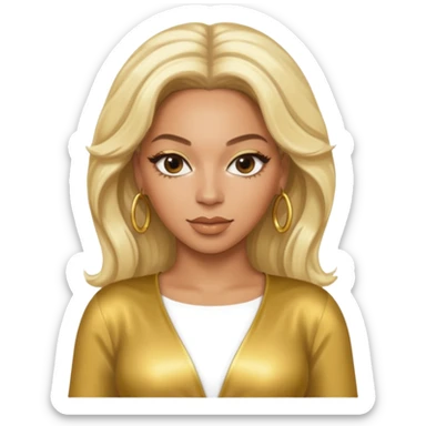 Beyonce platinum blonde hair, gold outfit sticker