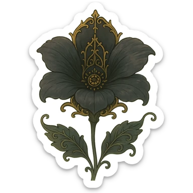 gothic flower, dark petals, ornate details, elegant, whimsical, soft lighting sticker