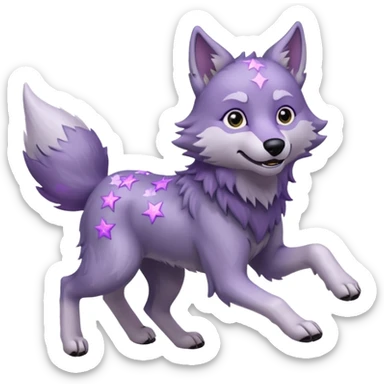 A wolf of winterfell running under lilac stars sticker