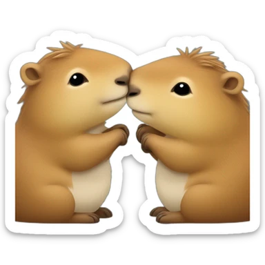 two happy capybaras hugging each other sticker