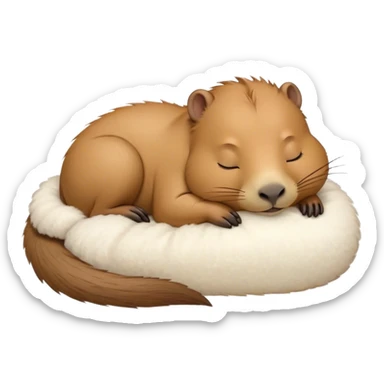 Meme-Worthy cute Sleeping Capybara Portrait Emoji, Head resting peacefully with a contented smile, showcasing luxuriously soft, fluffy fur and eyes gently closed in serene slumber, Simplified yet hilariously adorable features, highly detailed, glowing with a soft, drowsy natural light, high shine, relaxed and utterly lovable, stylized with an air of playful laziness, bright and heartwarming, soft glowing outline, capturing the essence of a sleeping capybara that feels destined to become the next viral sensation of adorable rest! sticker