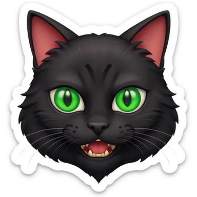 scary black cat with fur raised and back arched sticker