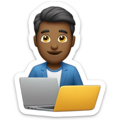 Hombre vesitdo con una laptop haciendo negocios sticker