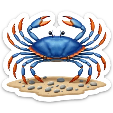 A blue crab with eight legs and two pincers sticker