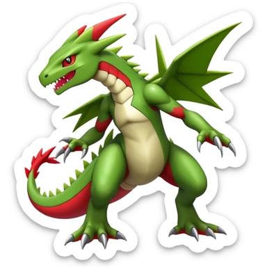 Cool edgy futuristic Guilmon-Flygon-Tyranitar-Digimon-hybrid-fusion, full body sticker