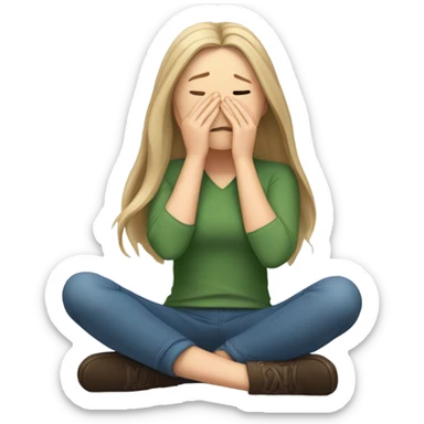  White girl ashamed of herself of hiding face in hands sticker