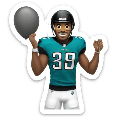 Jacksonville jaguars light skin man emoji holding balloons wearing a jaguars jersey and helmet sticker