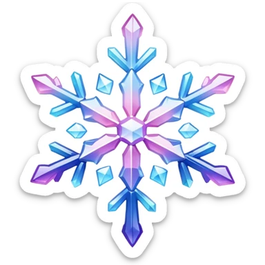 Gradient iridescent Pastel Pink violet blue white crystal snowflake  sticker