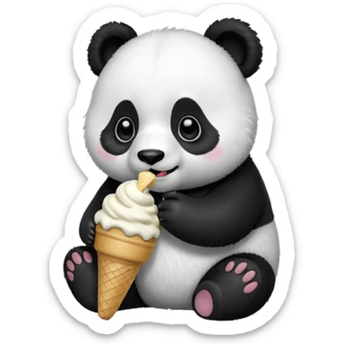Panda eating ice cream sticker