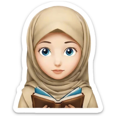 Turkish blonde diamond design Hijabi girl with blue eyes and beautiful finish reading quran sticker