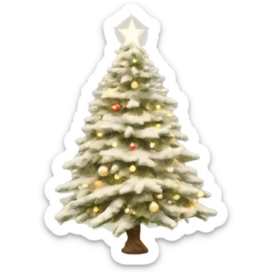 Realistic isolated off white christmas tree  whit light warm  sticker