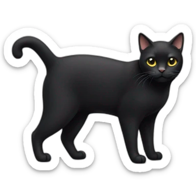 full body fat black cat sticker