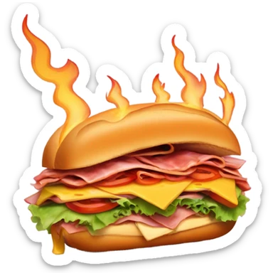 Sandwich sub in flames sticker