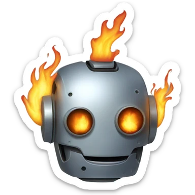 robots burning sticker