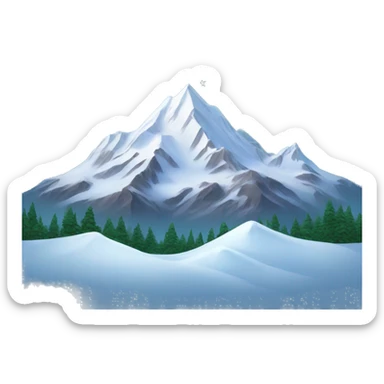 snow capped mountain with stars sticker