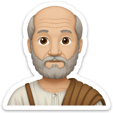 Aristotle drawing as a black outline icon, no fill, hand-drawn look sticker