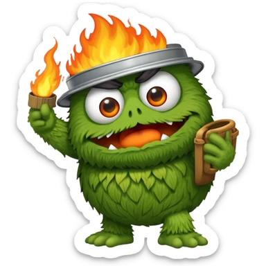 oscar the grouch fighting fire sticker