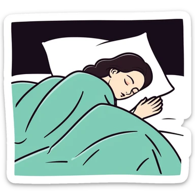 Woman sleep in his bed sticker