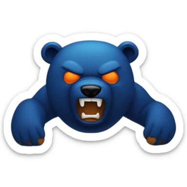Dark blue orange bear angry body sticker