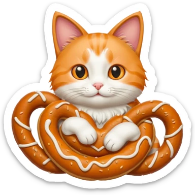 Hugging cat with pretzel sticker