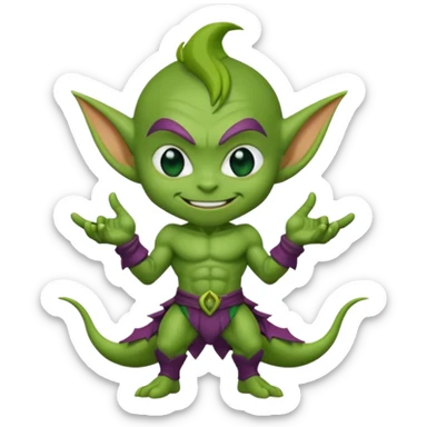 short green goblin, cute chibi full body sticker