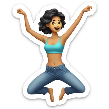 Chica morena bailando con los brazos abiertos  sticker