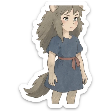 ghibli style werewolf girl sticker