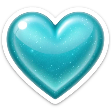 semi transparent gllitery turquoise heart sticker