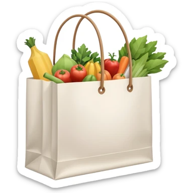 white shopping bag without face, and there are something full inside it sticker