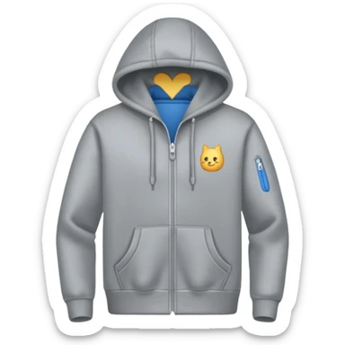 a Hoodie with silver zipper sticker