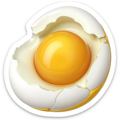 egg object icon, cracked egg with yolk, 3D cartoon, mobile game icon style, clean background, no text, no watermark
 sticker