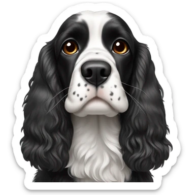 black and white cocker spaniel with nose spots sticker