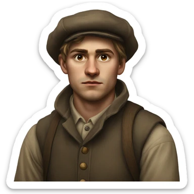 25 year old peasant during the 1917 revolution in russia photorealistic serious sticker