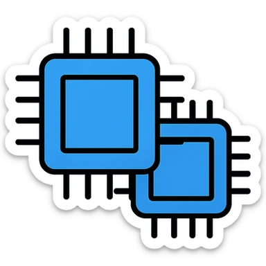 blue computer chips, techy, modern, minimal sticker