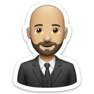 bald man with beard and brown eyes wearing a suit  sticker