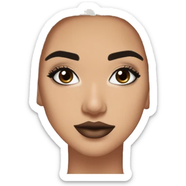 Maddy Perez euphoria show teenager: warm brown eyes, bold black sharp eyeliner, dark arched brows, full nude-berry lips, light skin, high cheekbones, sleek dark brown long straight hair in ponytail, sparkly rhinestones on eyelids 

 sticker