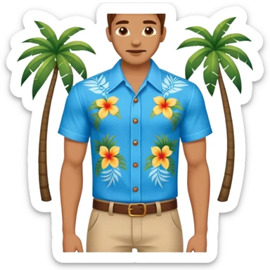 Blue tropical button shirt  sticker