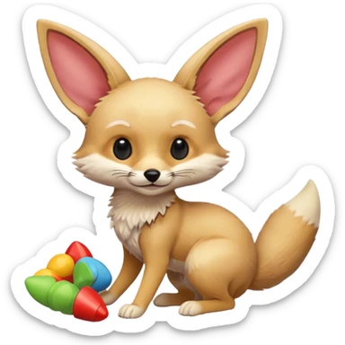 fennec playing with toys  sticker