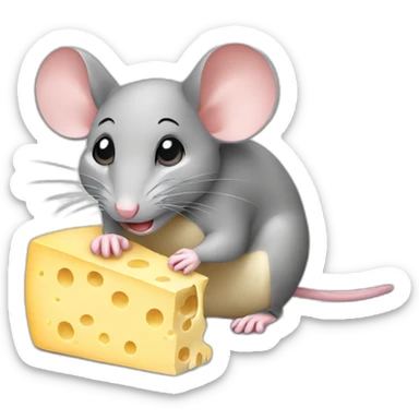 Mouse eat cheese sticker