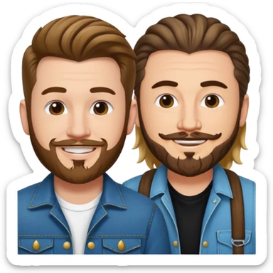 Morgan Wallen and Post Malone as apple-style emojis, side by side, both with facial hair sticker