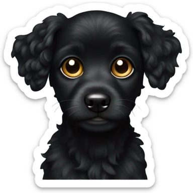 All black Jackapoo with black right ear sticker