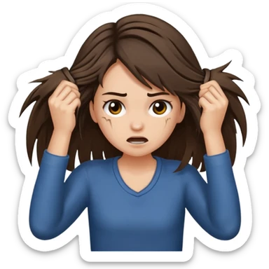 A girl ripping out her hair and pulling on it so hard sticker