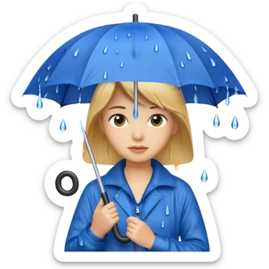 People getting wet (umbrella, dripping hair) sticker