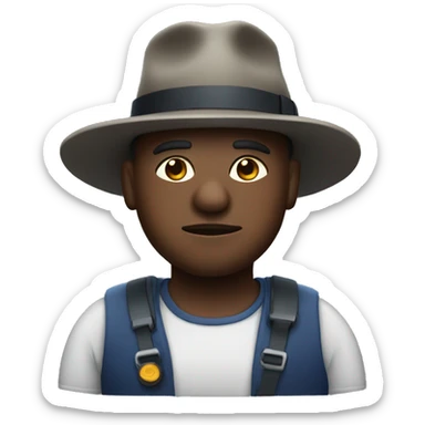 a black fat man with a propeller hat sticker