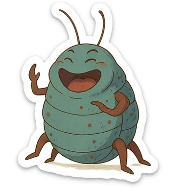 ghibli style laughing bug sticker