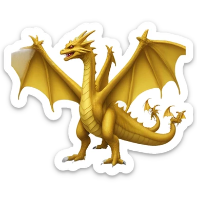
Ghidorah is a massive, golden, three-headed dragon with bat-like wings, long tails, and no arms. sticker