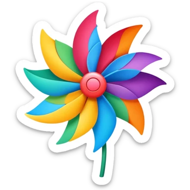 A flower with petals arranged like a spinning pinwheel sticker